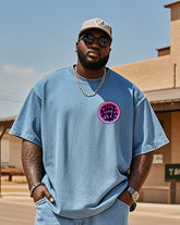 Big & Tall Men's Creative Micro-standard Washed Denim Short-sleeved T-shirt